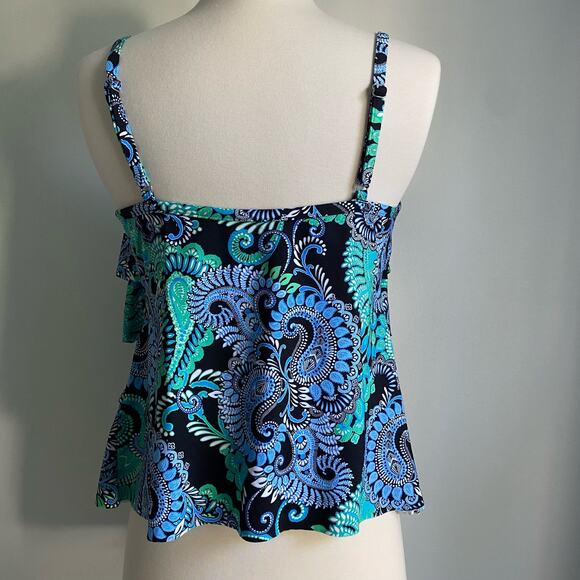 Miraclesuit Tankini Top 8 Tiered Swim Bathing Paisley Floral Beachy Swim Ruffle - Picture 2 of 9